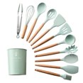 thumbnail image 2 of Silicone Cookware Set, Nonstick Kitchen Utensils 11 Piece Cookware Set, Heat Resistant Cookware, Silicone Kitchen Tools Gift, Stainless Steel Handles (Light Green - 11 Pieces), 2 of 5