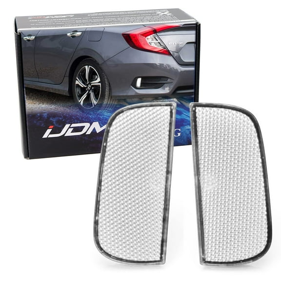 Clear Lens Rear Bumper Reflector Lenses For 2016-21 Honda Civic Sedan/Coupe 10th Gen, OE-Spec LH RH Assembly