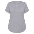 thumbnail image 3 of Uootdi Women's Henley Tops Short Sleeve Button Placket Blouses Casual Daily Style Soft Breathable Relaxed Fit Tees Gift, 3 of 7