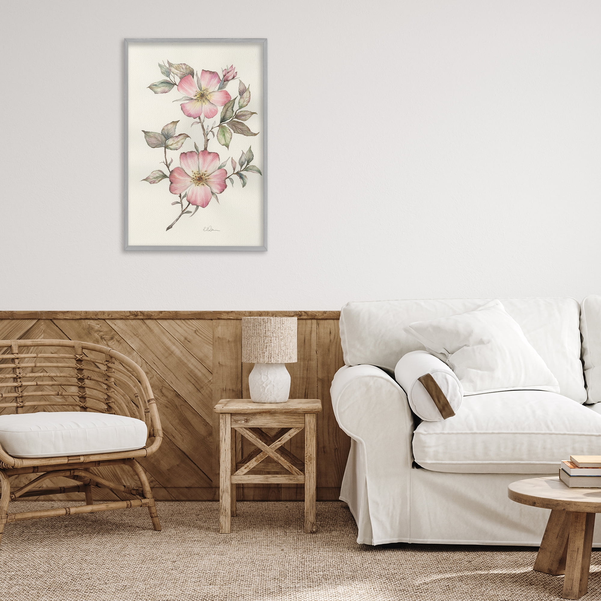Stupell Industries Two Flowers Natural Study Gray Framed Giclee Art, design by Cady Driver