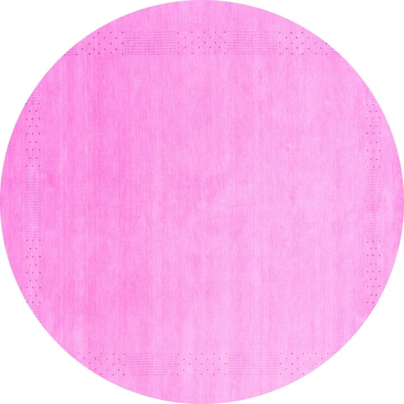 Ahgly Company Indoor Round Solid Pink Modern Area Rugs, 6' Round