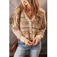 thumbnail image 6 of Women's Khaki Buttoned V-Neck Cropped Cardigan - [ZhiHiMeRi] | (US 20-22)2XL, 6 of 12