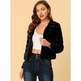 thumbnail image 2 of Abrigo mullido de piel sintétisin cuello chaquerecortacálide invierno pamujer Negro XS, 2 of 6