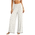thumbnail image 3 of Tranfacy Women Summer Pajamas Bottom Star Print Relaxed Elastic Waist Wide Leg Full Length Thin Indoor Loungewear Trousers, 3 of 5