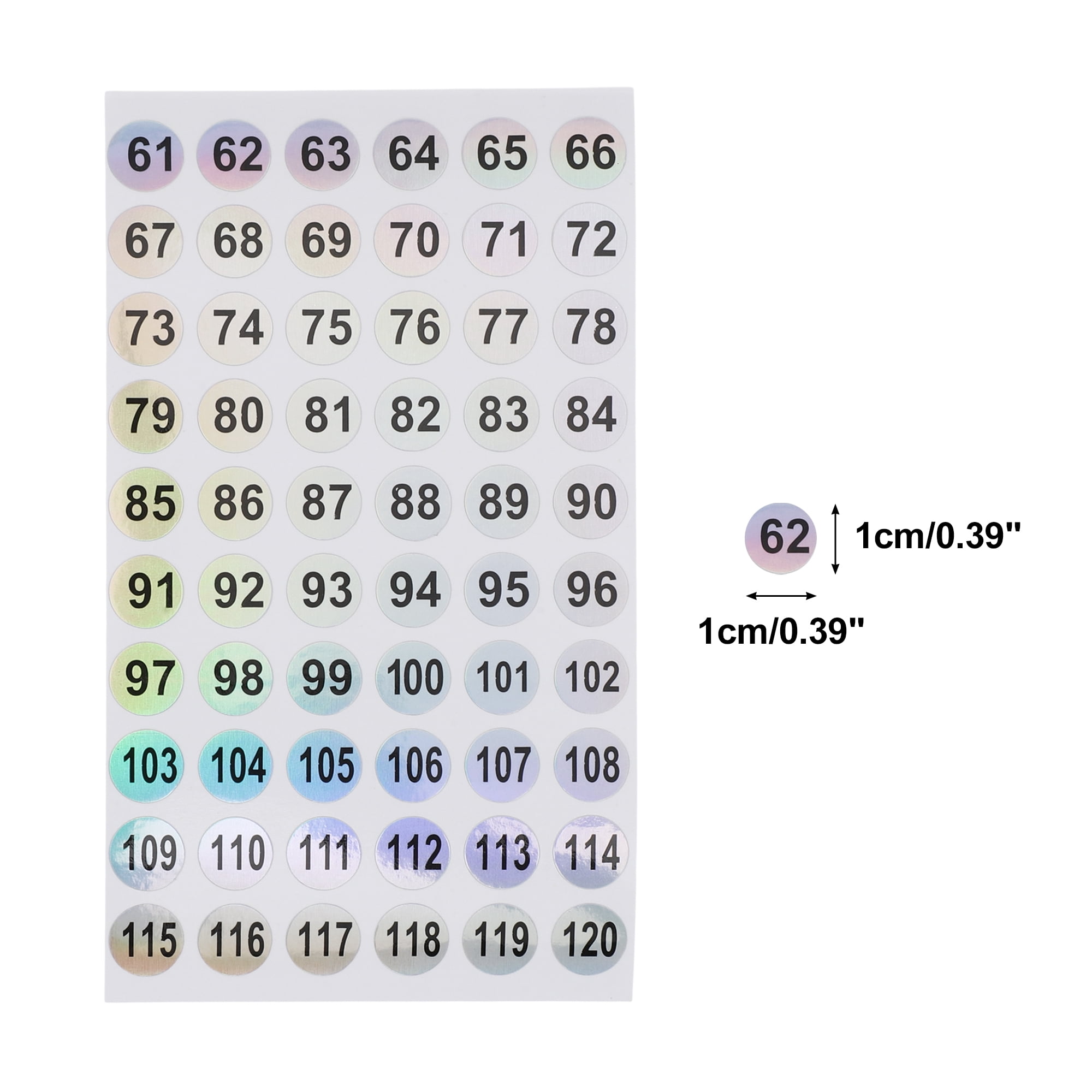 Unique Bargains Consecutive Numbers Gift Stickers 0.39"x0.39" 20Pcs Colorful (61-120)