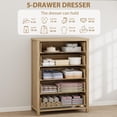 thumbnail image 5 of EastVita 5 Drawer Tall Dresser for Bedroom 45 in Rattan Chest of Drawers Wooden Chest with Clothes Storage Cabinet Drawer Organizer for Home Natural, 5 of 7