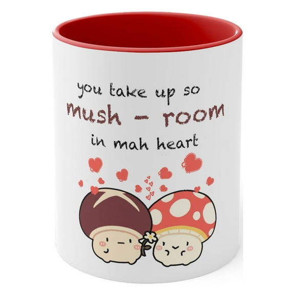 Mushroom Heart Accent Coffee Mug, 11oz
