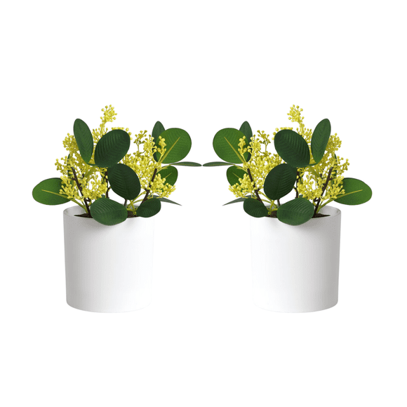 2 Plantas Sintéticas Artificial verde Maceta Decorativo Interiores casa
