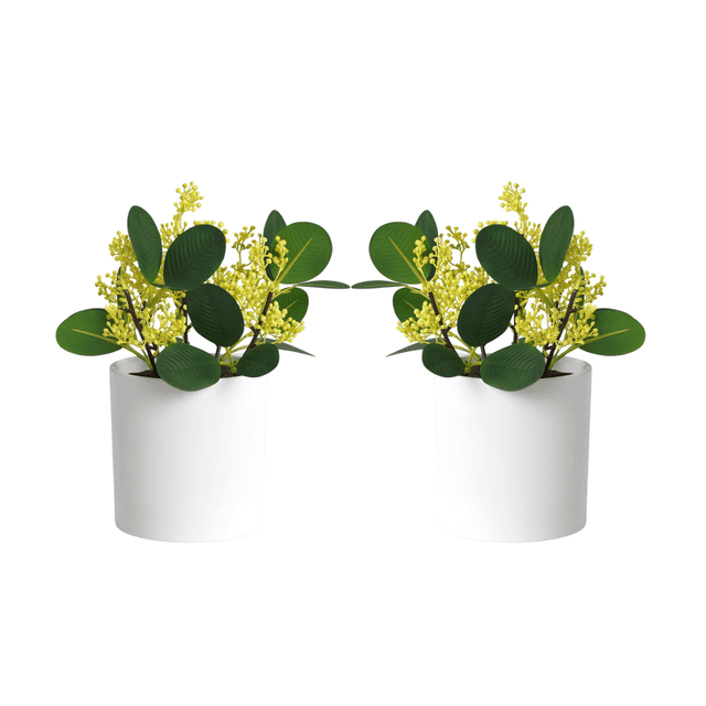 2 Plantas Sintéticas Artificial verde Maceta Decorativo Interiores casa
