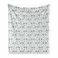 thumbnail image 1 of Spring Soft Flannel Fleece Blanket, Monochrome Bicycle Dove Olive Branch Peace Sun Warm Season Composition, Cozy Plush for Indoor and Outdoor Use, 60" x 80", Charcoal Grey and White, by Ambesonne, 1 of 5