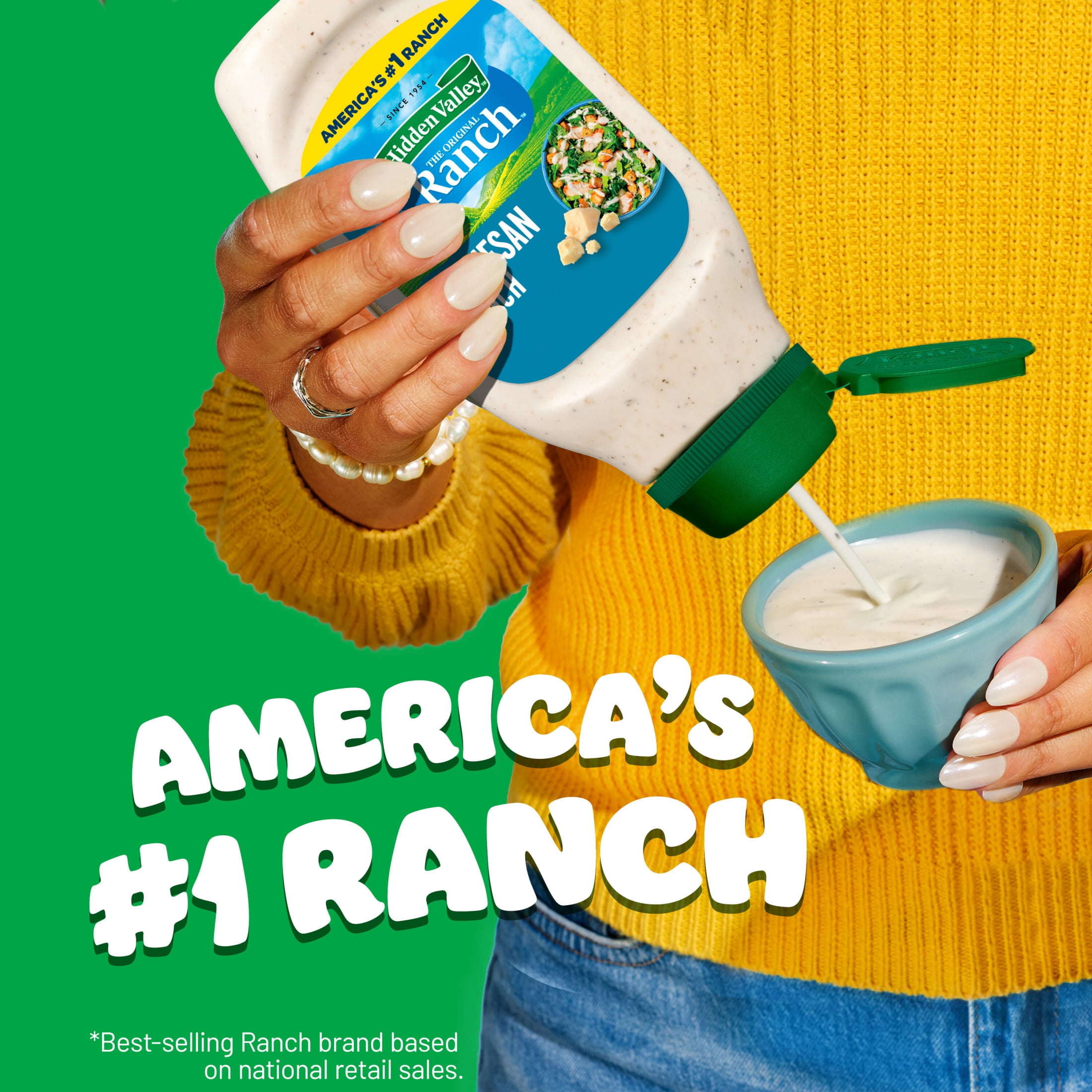 (6 pack) Hidden Valley Parmesan Ranch Salad Dressing & Condiment, 16 fl oz Squeeze Bottle