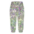 thumbnail image 3 of Mujeres Capri Pantalones Casual Suelto Largo Pantalones de Impresión con Corbata Elástica Cintura Y Bolsillos, 3 of 6