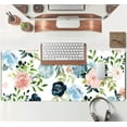 thumbnail image 4 of Gaming Green Desk Mat Desk Mouse Pads Purple Blue Pink Floral Mouse Pad Large, XL Big Computer Keyboard Mouse Mat Desk Pad Mat with Stitched Edge for Women Home Office Decor Deskmat 31.5x11.8 in, 4 of 6