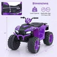 thumbnail image 3 of Gymax Kids Ride-On ATV 24V Battery Powered Electric Vehicle w/ Wireless Connection Music Radio LED Lights Purple, 3 of 10