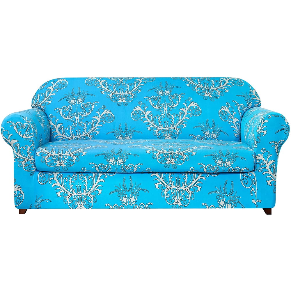 Subrtex Stretch 2 Piece Vector Floral Sofa Slipcover Blue Walmart 