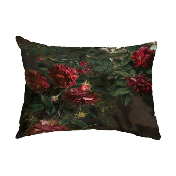 Simply Daisy, 14" x 20" Blossoming Still Red Floral Print Decorative Outdoor Throw Pillow