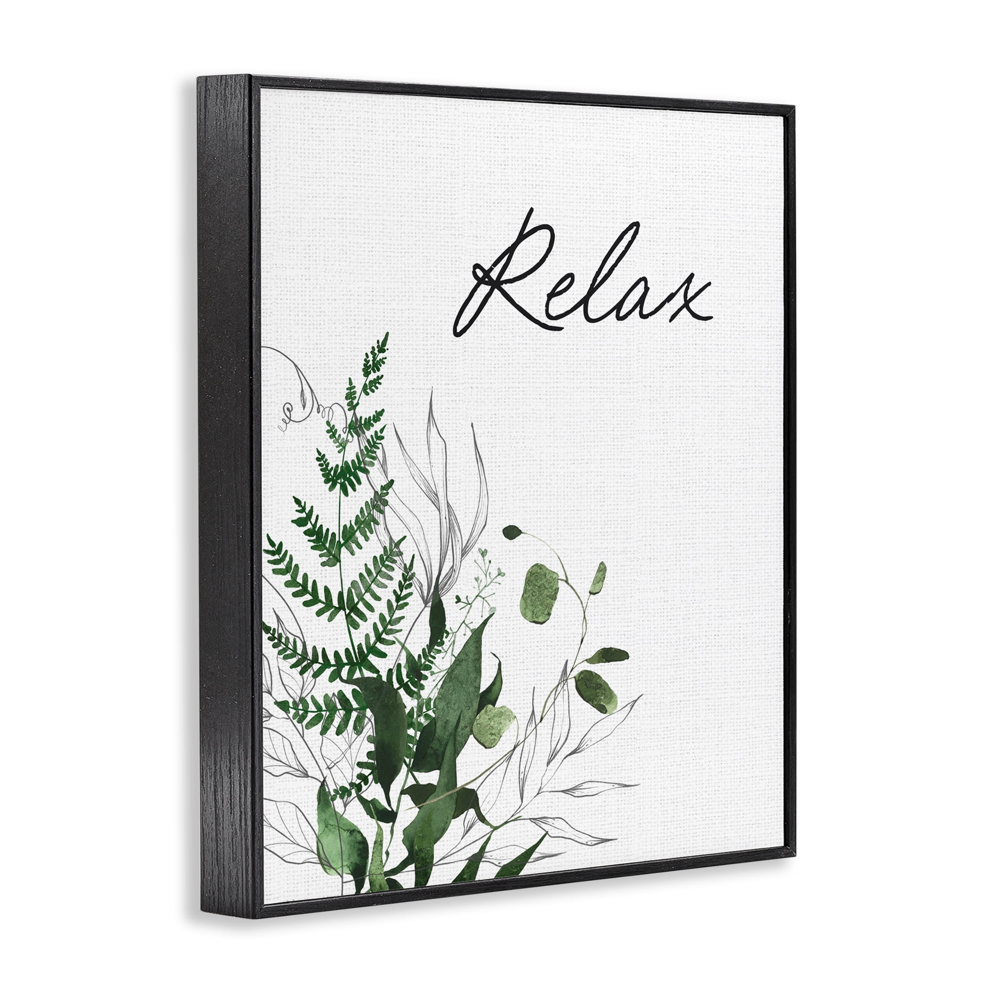 Relax Ferns & Botanicals Black Framed Giclee Art, design by Lettered and Lined