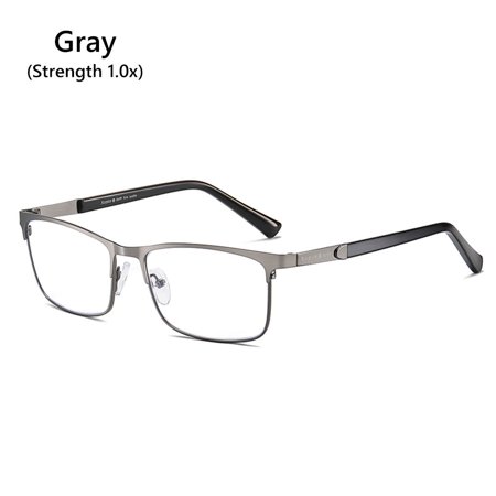 +1.0~+4.0 Business Reading Stainless Steel Readers Glasses Reading Glasses for Men & Women Anti Blue Light Men's Presbyopic Optical Glasses GRAY STRENGTH 1.0X