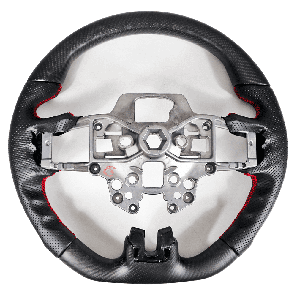 2016 Steering Wheel Fits 2015-2017 Ford Mustang V4 Carbon Fiber With Real Leather Black Red Ring V2 V6 GT by IKON MOTORSPORTS 