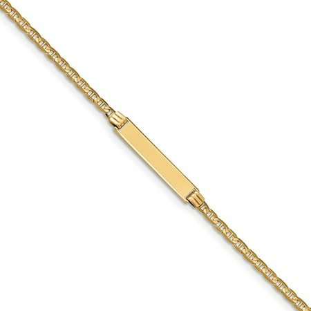 14k Yellow Gold Engravable 6in Polish Anchor Link Child ID Bracelet (Plate: 1.1in x 0.2in)