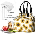 thumbnail image 4 of White Sunflower Drawstring Lunch Bag Women - Drawstring Lunch Bag Insulated for Work Office - Stain-Resistant Large Lunchbags for Women with Multi-Pockets, 4 of 6