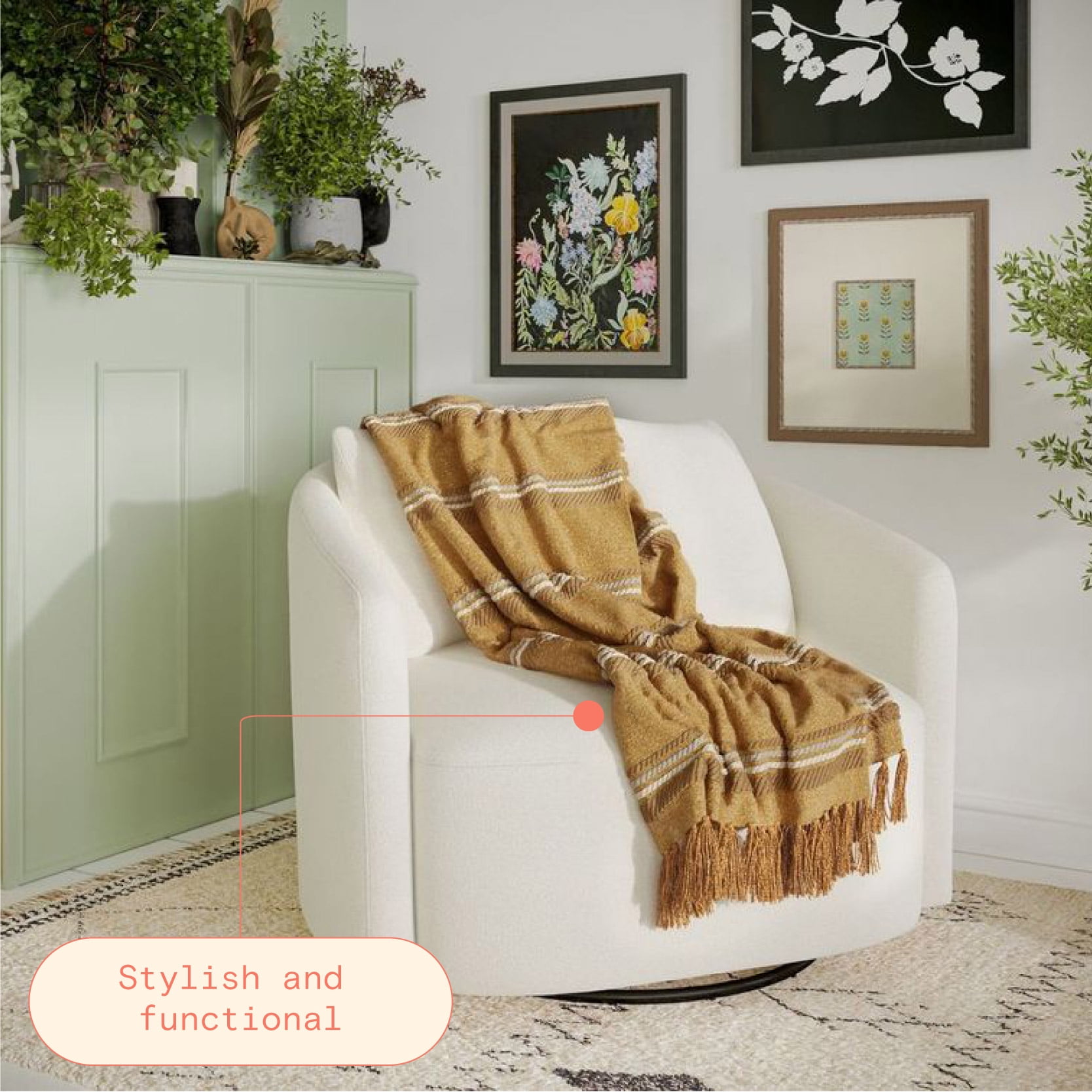 Beautiful Yellow Cozy Chenille Throw by Drew Barrymore