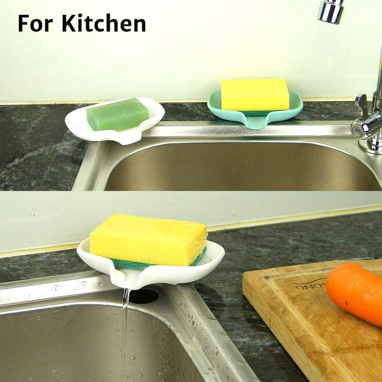 Self-Draining Silicone Soap Dish with Drain, for Kitchen