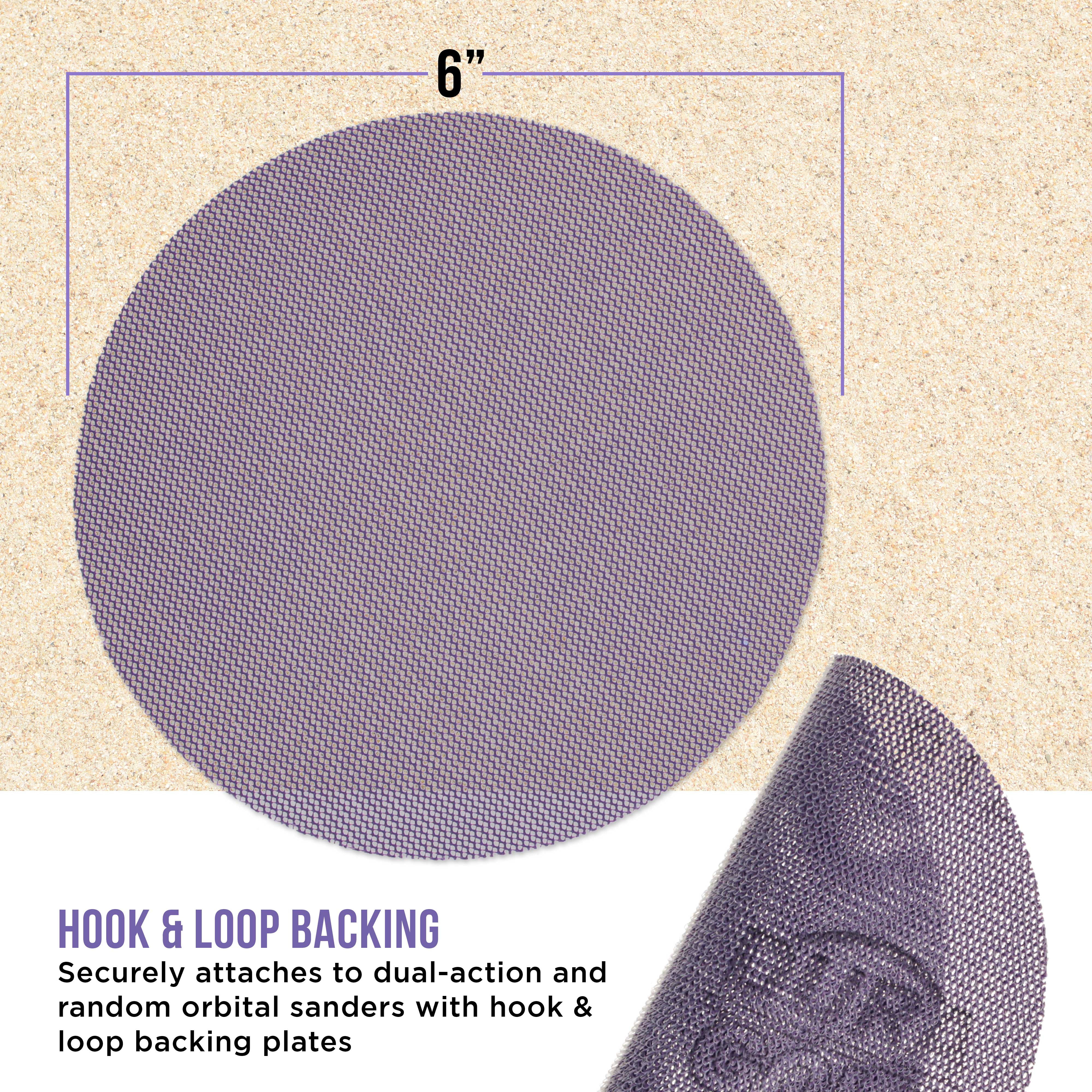 Dura-Gold Premium 320 Grit 6" Purple Ceramic Mesh Sanding Discs, Box of 30 - Dustless Hook & Loop Backing Sandpaper for DA & Random Orbital Sanders - Long-Lasting Fast Cut - Woodworking, Auto Paint
