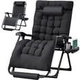 thumbnail image 2 of Homall Oversized Zero Gravity Chair with Removable Thick Cushion, Lawn Patio Reclining Chair Upgraded Alloy Lock and Cup Holder, for Indoor Outdoor, Black, 2 of 7