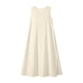 thumbnail image 4 of ClodeEU Women's V Neck Sleeveless Maxi Dress with Side Slit, Casual Solid Color Loose Flowy Dress Beige,Women's Plus XL, 4 of 8