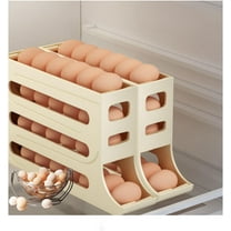 4 Tiers Egg Holder for Fridge, Automatic Egg Rolling Dispenser, Space Saving Egg Tray for Refrigerator, Holds 30Eggs Simultaneously (Color : Yellow)