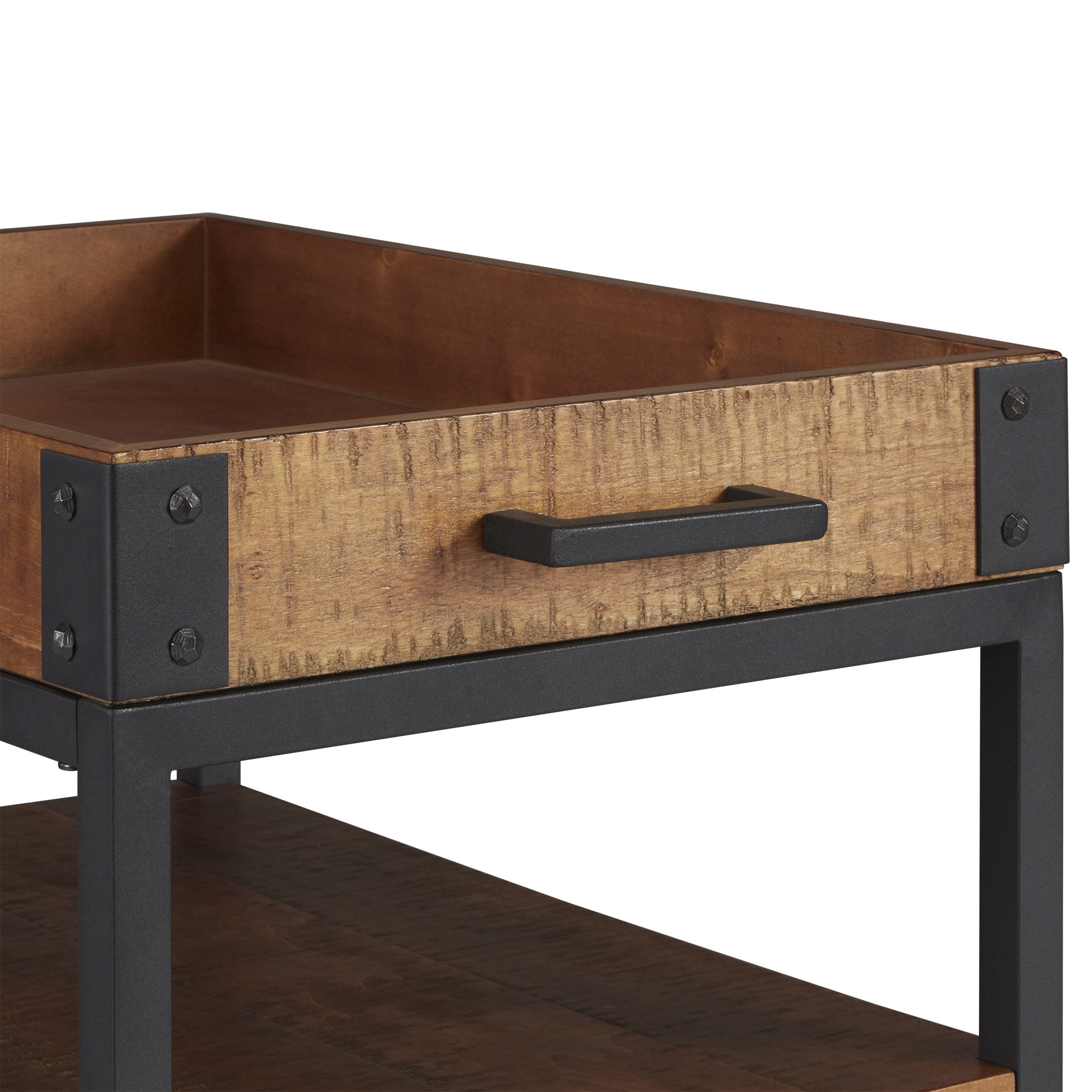 Weston Home Clayton Wood and Metal Bar Cart, Light Brown