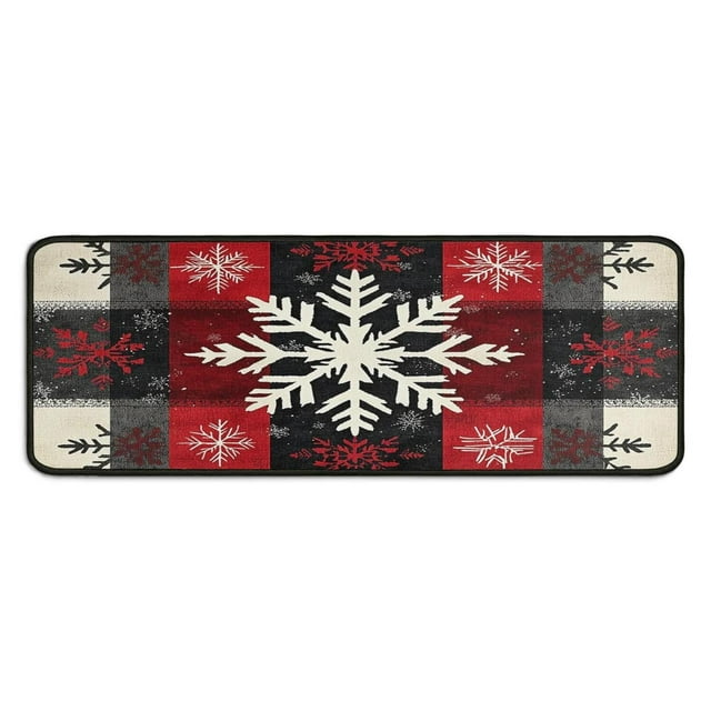 Set Of 2 Christmas Kitchen Rugs Christmas Snowflake Gnomes Short Kitchen Mats for Floor Non Slip Kitchen Floor Matfor Cook Home Decor (47x17+30x17 Inches)