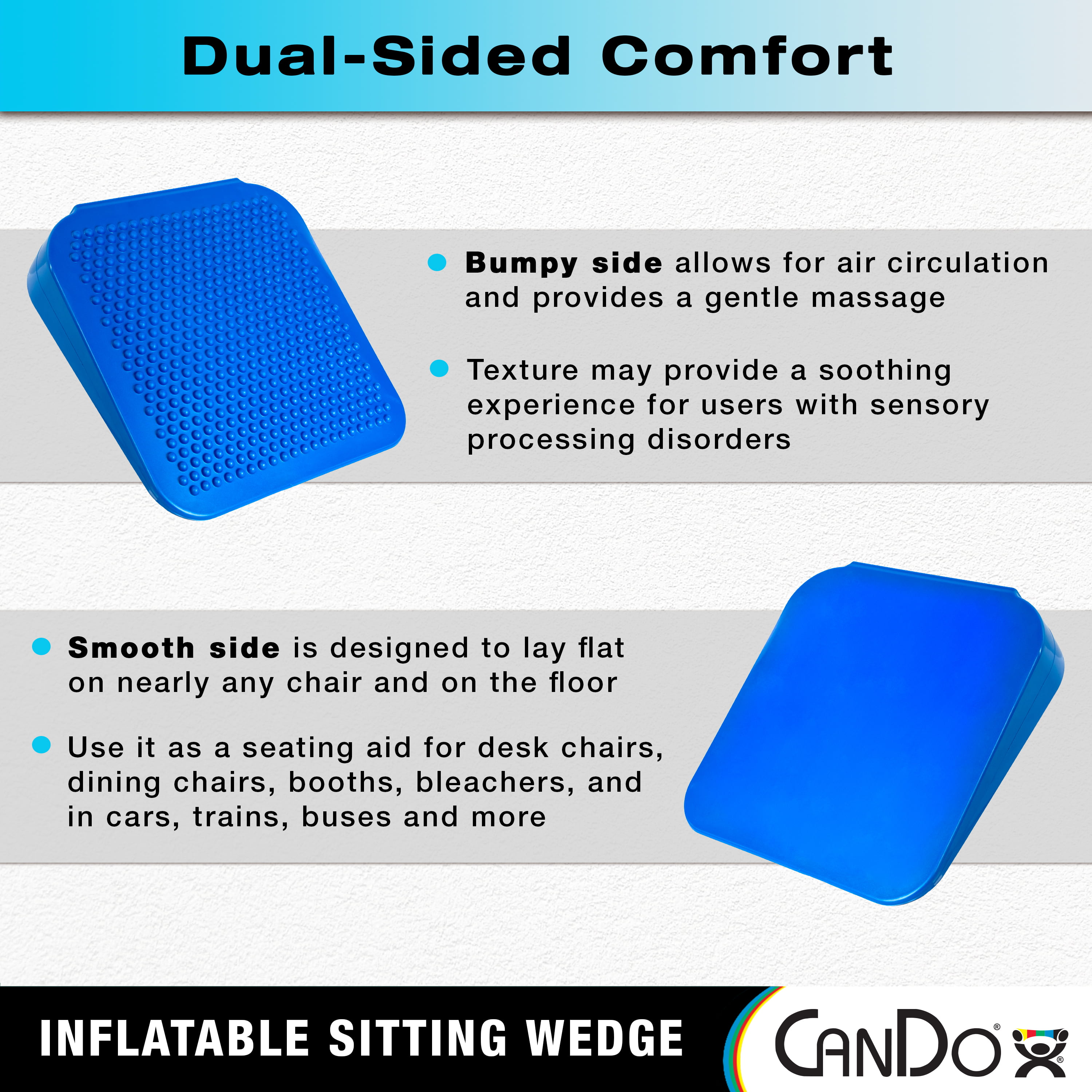 Back Wedge Cushion for Support, Stress Relief, and Posture When Sitting in Chair or Car (Large Size 15)