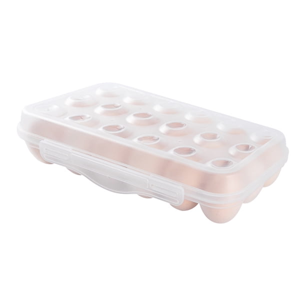 Paquete de 2 soportes para huevos cubiertos, soporte para huevos para refrigerador, contenedor de almacenamiento de huevos, bandeja de plástico para huevos para refrigerador-