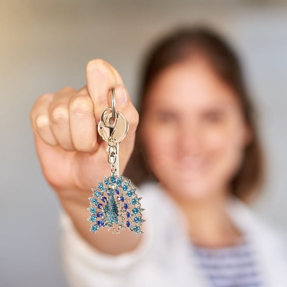 HAMPPLIES Rhinestone Peacock Keychain with Alloy Frame, Charm for Everyday Use and Giving