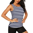 thumbnail image 2 of Balery Navy Blue And White Stripes Camiseta sin mangas estampada ligera para mujer, tops de entrenamiento sin mangas, camisetas de yoga transpirables de secado rápido.-Large, 2 of 7
