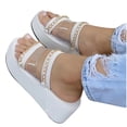 thumbnail image 4 of Juebong Wedge Sandals for Women Dressy, Slip on Platform Slides Sandals Bohemia Sandals Flatform Open Toe Beach Sandals, 4 of 4
