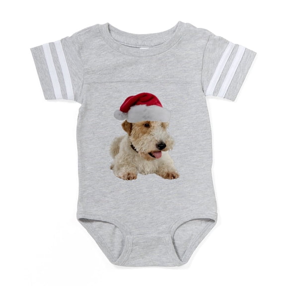 CafePress - FIN Wire Fox Terrier Santa CROP Baby Football Body - Cute Infant Baby Football Bodysuit