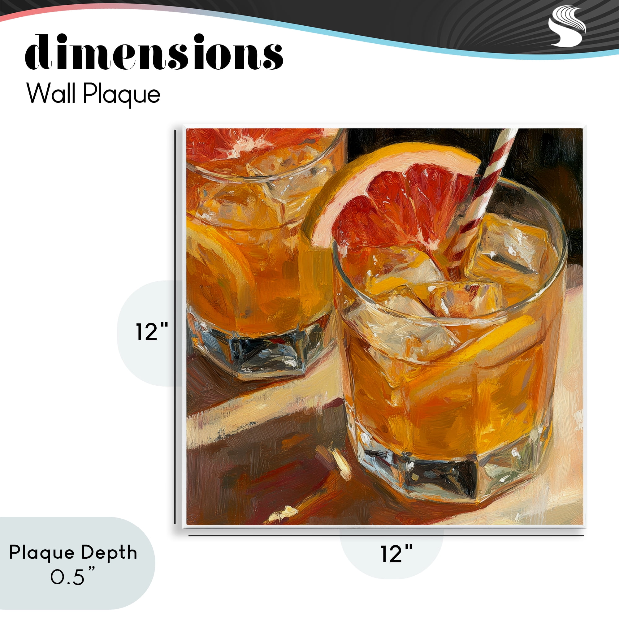 Stupell Industries Grapefruit Cocktail with Ice Cubes Wall Plaque Art, design by Petal Prints Design
