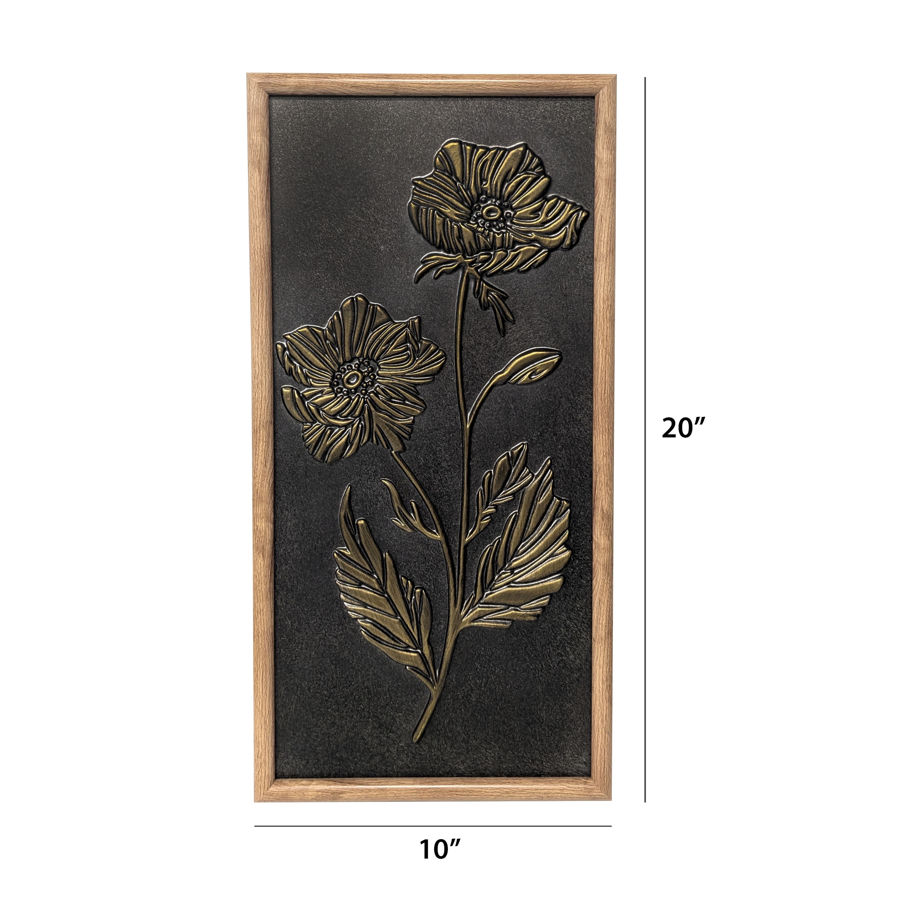 Bradley & Ballard Blackened Brass Faux Metal Stamped Wall Art - Botanical Decor Set