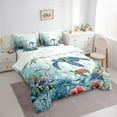 thumbnail image 3 of Castle Fairy Marine Turtle 7 Pieces Bedding Comforter Set,Underwater World Full Bedding Set Lightweight,Ocean Animal Fitted Sheet Flat Sheet,Ultra Soft Coastal Home Decor,Reversible, 3 of 8