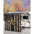 thumbnail image 5 of 4th of July RV Awning Sun Shade Screen 9'X7' Patriotic Star Wreath Mesh Sunscreen Retro Black American Flag Awning Shade Screen with Zipper UV Blocker Completed Kits for RV Motorhome Camper, 5 of 7