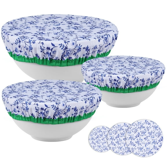 Set of 3 Lids Sizes Organic Reusable Bowl Covers Elastic Bowl Cover Great Gift Fabric Food Covers for Food, Fruits, Leftover