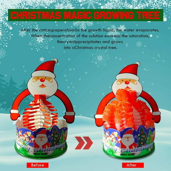 CREATITOY DIY Christmas Magic Growing Paper Tree Toy Kit - Crystal Blossom STEM Craft for Kids, Holiday Science Activity & Festive Decor (2-Pack)