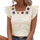 thumbnail image 1 of Blusa de Verano con Bordado Floral y Mangas Acampanadas para Mujer, con Cuello Cuadrado y Textura. Azul Oscuro L, 1 of 6