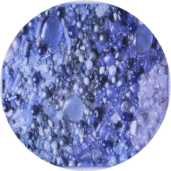 Ahgly Company Indoor Round Patterned Denim Blue Area Rugs, 7' Round