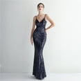 thumbnail image 2 of Posicionamiento flor condole cinturón noche lentejuelas vestido largo banquete delgado vestido de noche elegante, 2 of 6