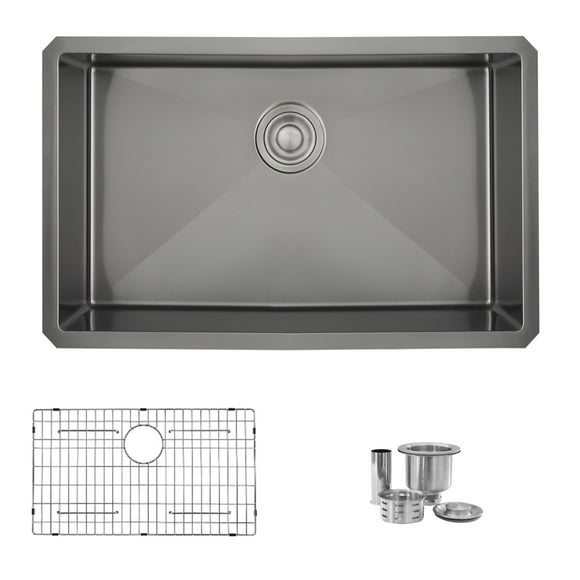 STYLISH Single or Double Bowl Undermount Stainless Steel Kitchen Sink with Grids and Basket Strainers