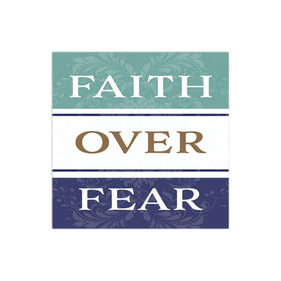 Faith Over Fear Purple Green Banner 12 x 12 Wood Wall Sign Plaque